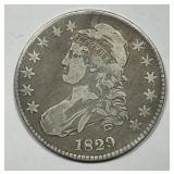 1829 Capped Bust Silver Half Fine F