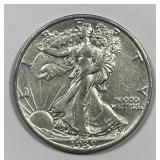 1939-S Walking Liberty Silver Half Extra Fine XF+