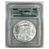 2002 Silver American Eagle ICG MS70