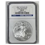 2007-W Burnished Silver American Eagle NGC MS69