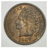 1907 Indian Head Cent About Uncirculated AU+