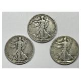 1935 P D S Walking Liberty Silver Half Trio