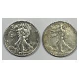 1937 & 1938 Walking Liberty Silver Half Pair AU