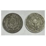 SOUTH AFRICA: 1927 & 1934 Silver 6 Pence Pair