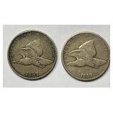 1857 & 1858 Flying Eagle Cent Pair