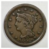 1852 Braided Hair Large Cent Fine F+