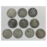 Lot of 10 Silver Seated Liberty Dimes