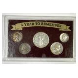 1944 Five Coin Year Set Cent to Half