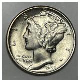1945-D Mercury Silver Dime FSB Uncirculated BU