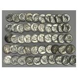 Roll Of About Uncirculated AU Mercury Silver Dimes