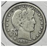 1908-D Barber Silver Half Good G