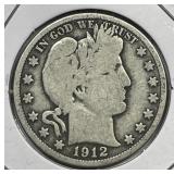1912 Barber Silver Half Good G