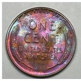 1942-D Lincoln Wheat Cent Color Toned BU