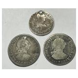 MEXICO: Trio of Silver 1/2 & 1 Reales