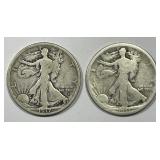 1917-D Walking Liberty Silver Half Mintmark Pair