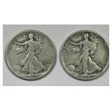 1918 P & S Walking Liberty Silver Half Pair