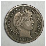 1916-S Barber Silver Dime Very Good VG