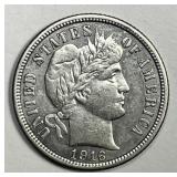 1916 Barber Silver Dime About Uncirculated AU