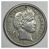 1912 Barber Silver Dime Extra Fine XF details