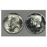 1964 Kennedy Silver Half BU & PRF Pair