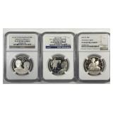 Three Different Commemorative Proof Halves NGC
