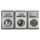 Three Different Commemorative Halves NGC BU & PR