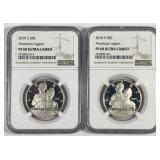 Pair 2019 American Legion Commem 50c NGC PF69 UC