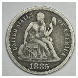 1885 Seated Liberty Silver Dime Very Good VG