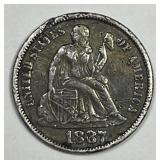 1887-S Seated Liberty Silver Dime XF details