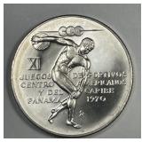 1970 Silver 5 Balboas Panama Uncirculated UNC