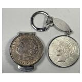 Morgan & Peace Silver Dollar Money Clip & Keychain