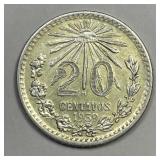 MEXICO: 1882 Silver 25 Centavos