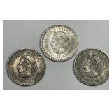 MEXICO: Trio of 1948 Silver 5 Peso Coins