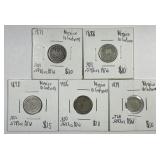 MEXICO: Lot of 5 Silver 10 Centavos