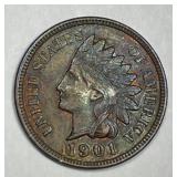 1901 Indian Head Cent About Uncirculated AU+