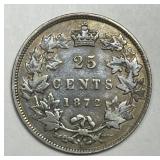 CANADA: 1872-H Silver Twenty Five Cents Fine F