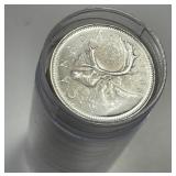 1ANADA: 1966 Silver 25-Cent Quarter Roll BU