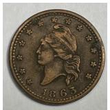 1863 Civil War Token Army & Navy Very Fine VF