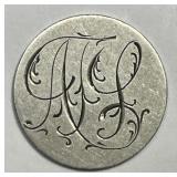Love Token Initials 'AFL' on 1886 Seated Dime