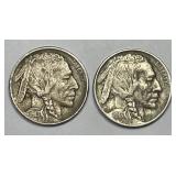 1913 Buffalo Nickel Type 1 & 2 Variety Pair XF
