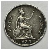 GREAT BRITAIN: 1839 Silver 4 Pence