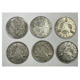 GREAT BRITAIN: Lot of Six Silver 3 Pence Coins