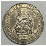 GREAT BRITAIN: 1916 Silver Shilling AU