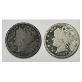 1884 & 1887 Liberty Head V Nickel Pair