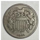 1864 Two Cent Piece Large Motto Fine F+