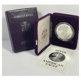 1987 Proof American Silver Eagle Box & COA