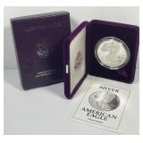 1992 Proof American Silver Eagle Box & COA