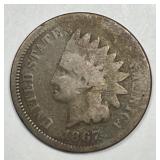 1867 Indian Head Cent About Good AG
