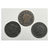 1830 1833 1839 Large Cent Trio