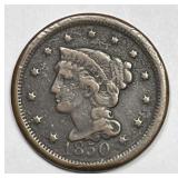 1850 Braided Hair Large Cent Fine F details